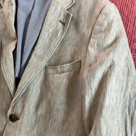 Linen men’s blazer heathered light green / gray - Picture 16 of 16